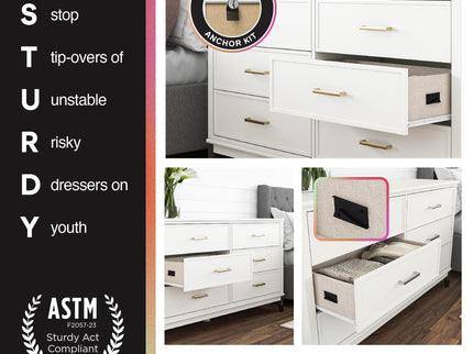 Valencia - 5 Drawer Dresser - White / Gray