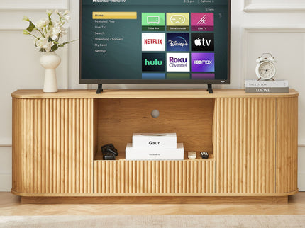 Modern Wavy TV Stand Rounded Sideboard With Storage Cabinet