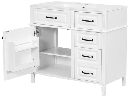 Modern Bathroom Vanity With Sink Top, Flip Drawer Design