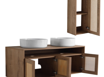 Bathroom Vanity With Art Sink And Side Cabinet, Float Mounting Design