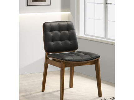 Tufted Back Dining Chairs With Tufted Upholstered Seats And Tapered Legs (Set of 2) - Black