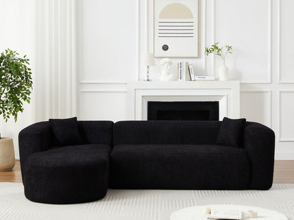 L - Shape Boneless Cloud Couch With 2 Throw Pillows For Living Room
