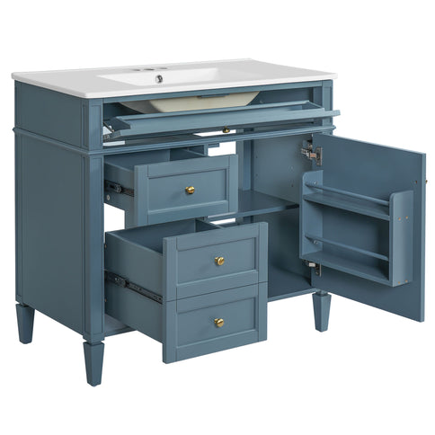 Bathroom Vanity With Top Sink, 2 Drawers And Tip Out Drawer