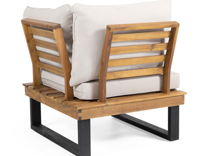 Sebastian - Hand Crafted 4 Piece Sofa Set With Water Resistant Cushions - Beige / Teak