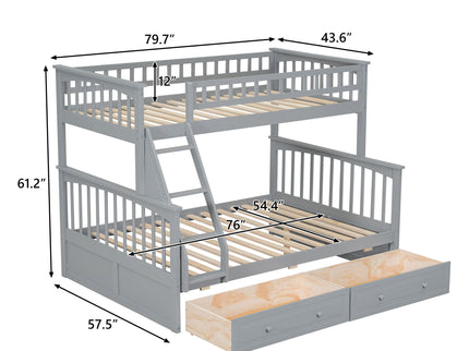 Bunk Bed With Drawers, Convertible Storage Bed