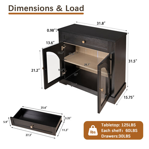 Modern Sideboard Cabinet With 1 Drawer And 2 Arched Doors