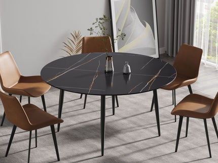 Modern Man-Made Stone Round Dining Table-Position For 6 People