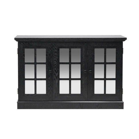 Storage Cabinet With 3 Mirrored Acrylic Doors, Adjustable Shelves