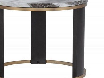 Round End Table For Living Room - Gold / Brown