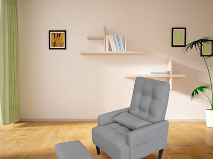 Living Room Sofa Single Chair And Ottoman, Modern Multi-Function Fabric Living Room Sofa Lounge Chair Bed And Stool. Soft Leisure Single Chair Adjustable Into 5 Angles With Sofa Bed