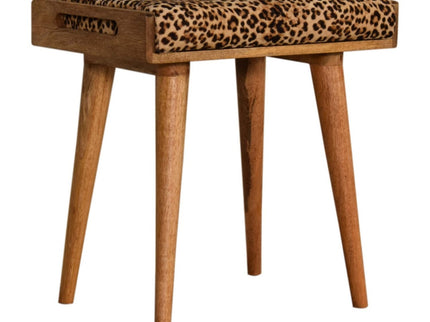 Leopard Tray Style Footstool - Brown Oak
