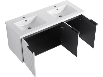 Contemporary Wall Mounted Bathroom Vanity With Resin Double Sink