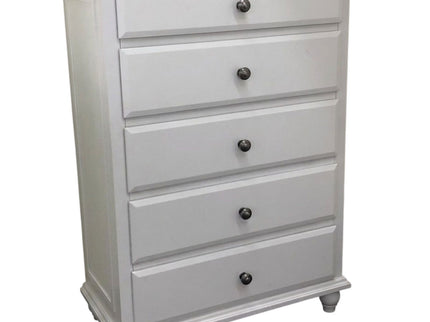 1 Piece Chest 5 Drawers Knob Handles Bedroom Furniture - White
