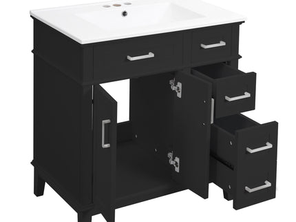 Modern Bathroom Vanity With Sink, Storage Cabinet, Soft Close Doors, Deep & Standard Drawers