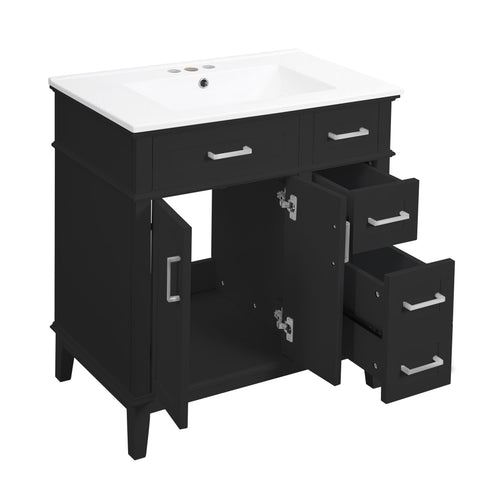 Modern Bathroom Vanity With Sink, Storage Cabinet, Soft Close Doors, Deep & Standard Drawers