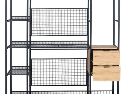 Open Style Wardrobe With Hanging Rails, Shelves And Drawers