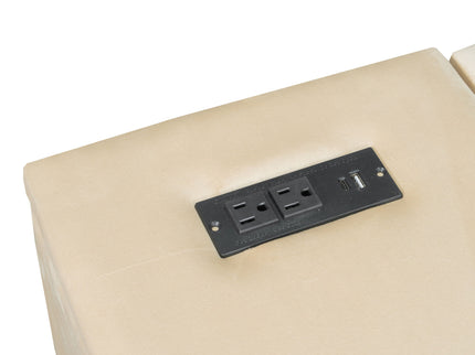 Upholstered Platform Bed With Storage Shelves, Desk, Charging Station And Trundle