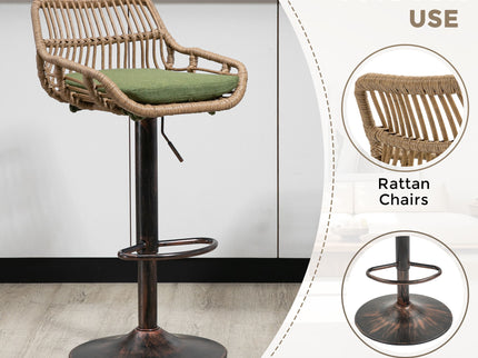 Modern Swivel Bar Stools Adjustable Counter Chairs With Footrest (Set of 2)
