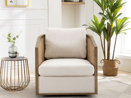 Barrel, Comfy Round Accent Sofa Chair With 360 Degree Swivel, Leisure Arm