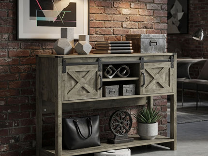 Farmhouse Entryway Table With Sliding Barn Door