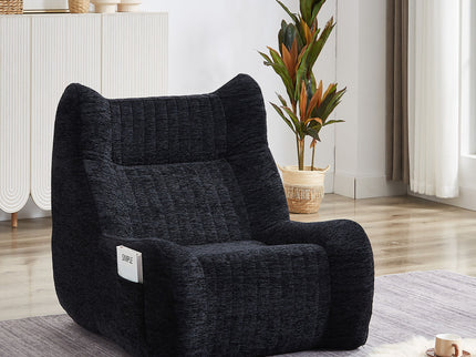 Bean Bag Chair With Armrests Oversized Comfy Beanbag Lounge Lazy Floor Sofa Accent Chair For Living Room - Black