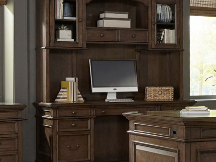 Stigham - 5 Drawer Credenza With Hutch - Oak