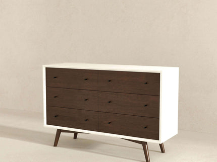 Dresser 6 Drawer - Dark Brown / White