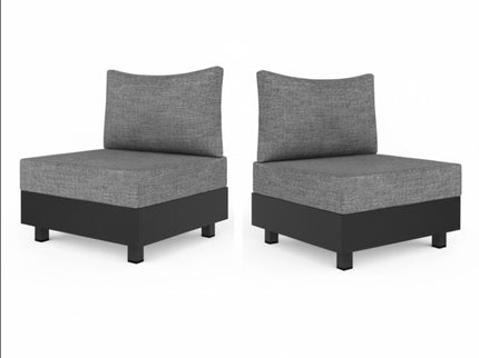 Modular Armless Chairs With Coffee Table For Garden (Set of 2) - Gray