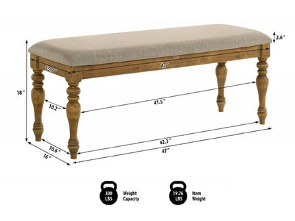 Dining Bench With Cushion - Brown