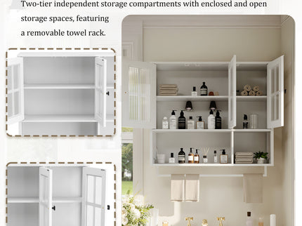 3 Door Wall Cabinet With Glass Door And Towel Bar