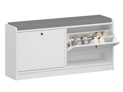 Shoe Storage Bench With Cushion, Entryway Organizer Cabinet For Hallway - White