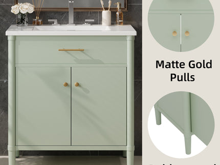 Bathroom Vanity With Sink, Soft Close Doors And Adjustable Shelf