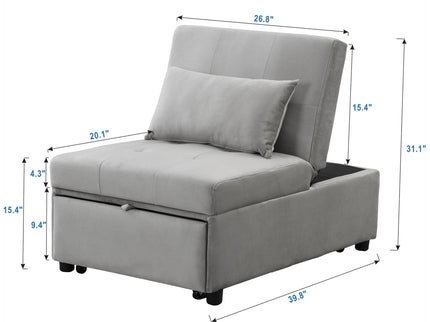 Folding Ottoman Sofa Bed - Gray Fabric