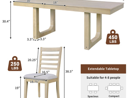 Extendable Dining Set, Farmhouse Extendable Table With Upholstered Chairs