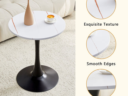 Round Dining Table With Thickened Engineered Wood Top And Metal Pedestal, 23.6" Diameter For Kitchen, Living Room, Small Spaces
