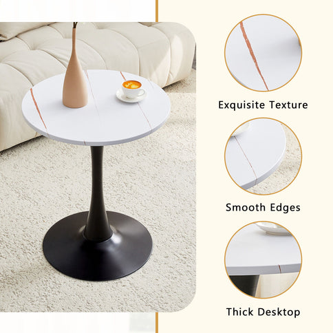 Round Dining Table With Thickened Engineered Wood Top And Metal Pedestal, 23.6" Diameter For Kitchen, Living Room, Small Spaces