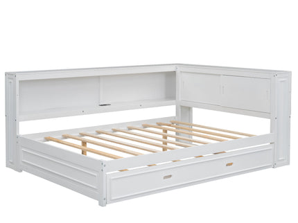 Daybed With Storage Shelves, LED, USB, And Trundle