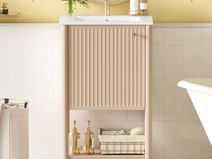 Bathroom Vanity With Sink, Freestanding Single Cabinet Set - Cream White