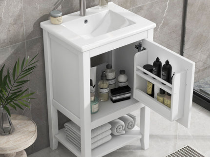 Modern Bathroom Vanity With Sink, Soft-Closing Door And Open Shelf
