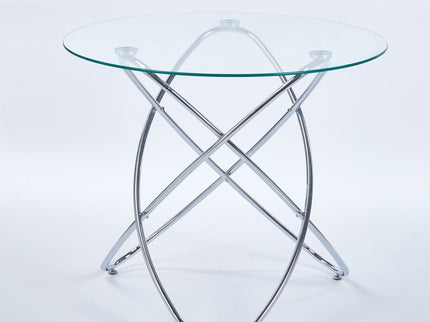 Metal Leg Dining Table With Tempered Glass Top
