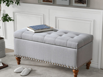Upholstered Ottoman With Storage And Rivet Trim