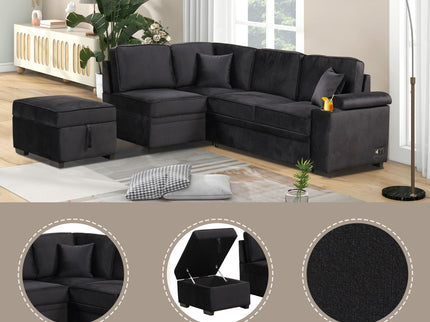 Sleeper Sofa Bed, 2 In 1 Pull Out Sofa Bed L Shape Couch With Storage Ottoman For Living Room, Bedroom Couch And Small Apartment