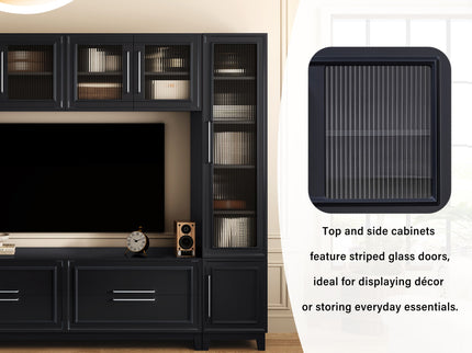 Wall Unit Modern Entertainment Center With Glass Doors