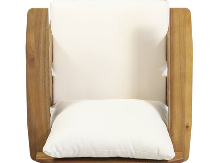 Outdoor Acacia Wood Club Chairs With Cushions (Set of 2) - Teak / Beige