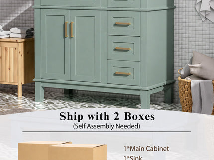 Modern Bathroom Vanity With Sink, Soft Close Doors, 4 Storage Drawers