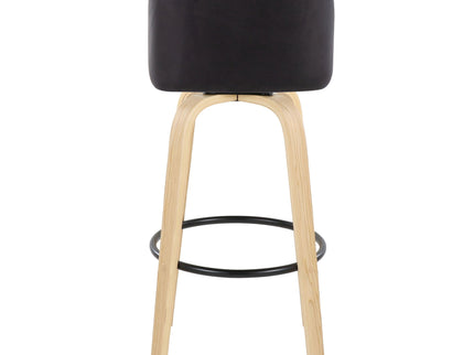 Toriano - Contemporary Fixed Height Barstool Swivel And Round Footrest (Set of 2)