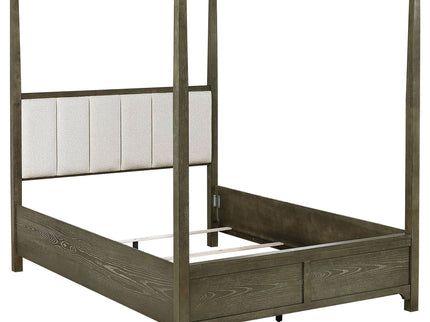 Sundance - Queen Canopy Bed With Upholstered Headboard - Dark Brown