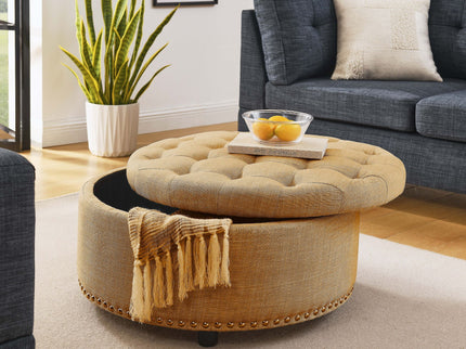 Tufted Storage Ottoman With Upholstery