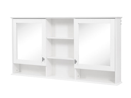 Wall Mount Mirror Cabinet With Adjustable Shelves - White