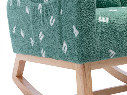 Modern Accent Rocker Armchair With Side Pocket, Upholstered High Back